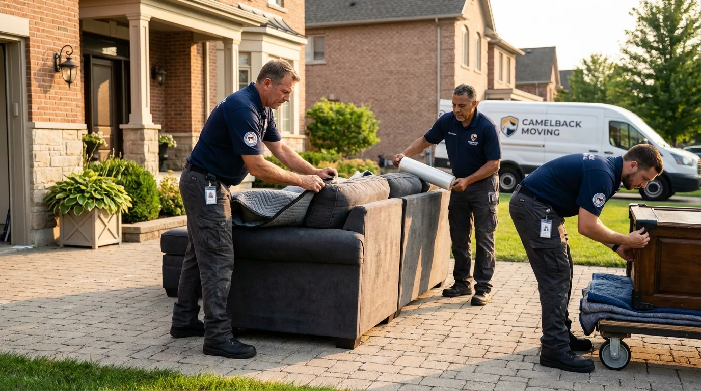 Large estate moving crew wrapping furniture in Maple Plain, MN